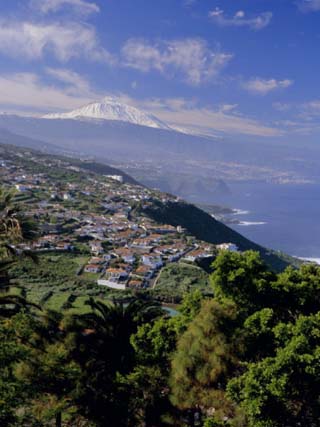 Aerial View Including Mount Teide and Atlantic Coast, Tenerife, Canary Islands, Atlantic, Spain