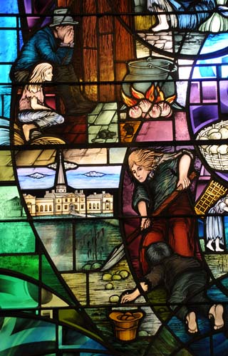 famine stained glass