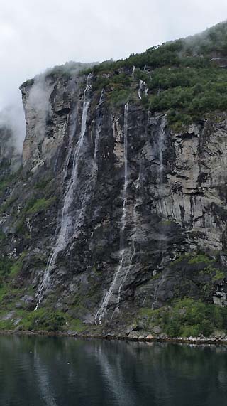 waterfalls on a cliff