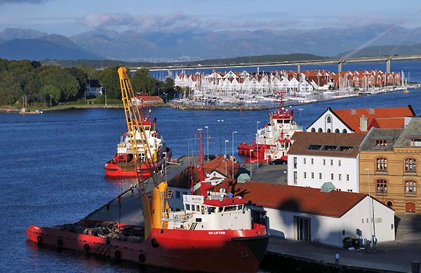 boats in the harbor stavanger norway