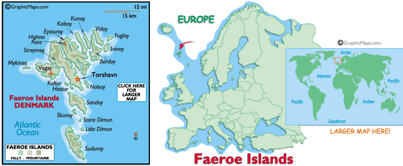 Faeroe Islands Map And And Map Of Faeroe Islands Information Page