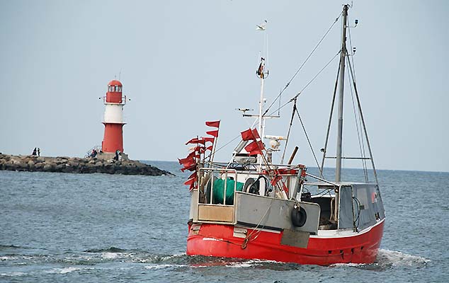 boat going to sea in warnemunde germany