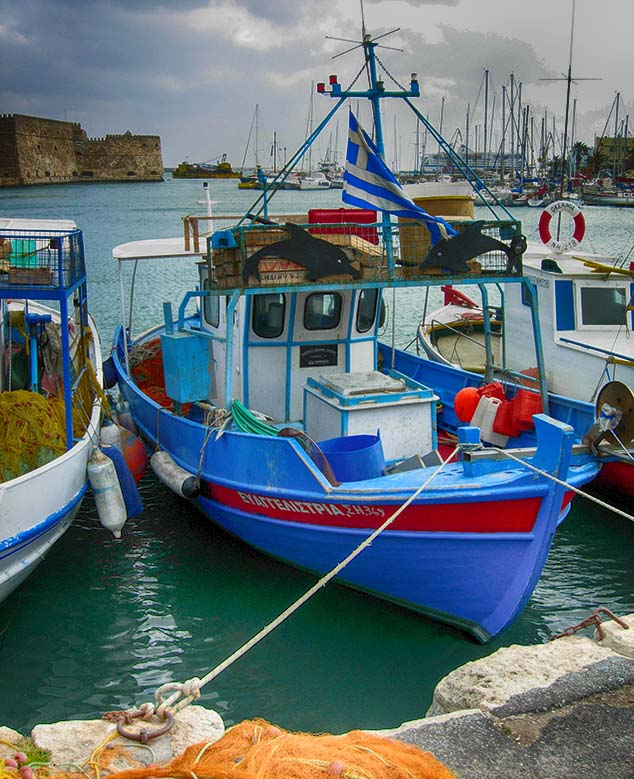 blue boat greece