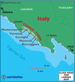 Cinque Terre Map And Information Italy