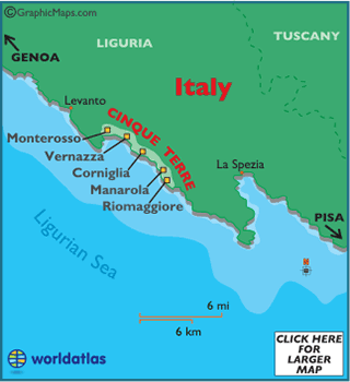 map of cinque terre Cinque Terre Map And Information Italy