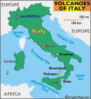 Major Volcanoes Of Italy Map And Information Page