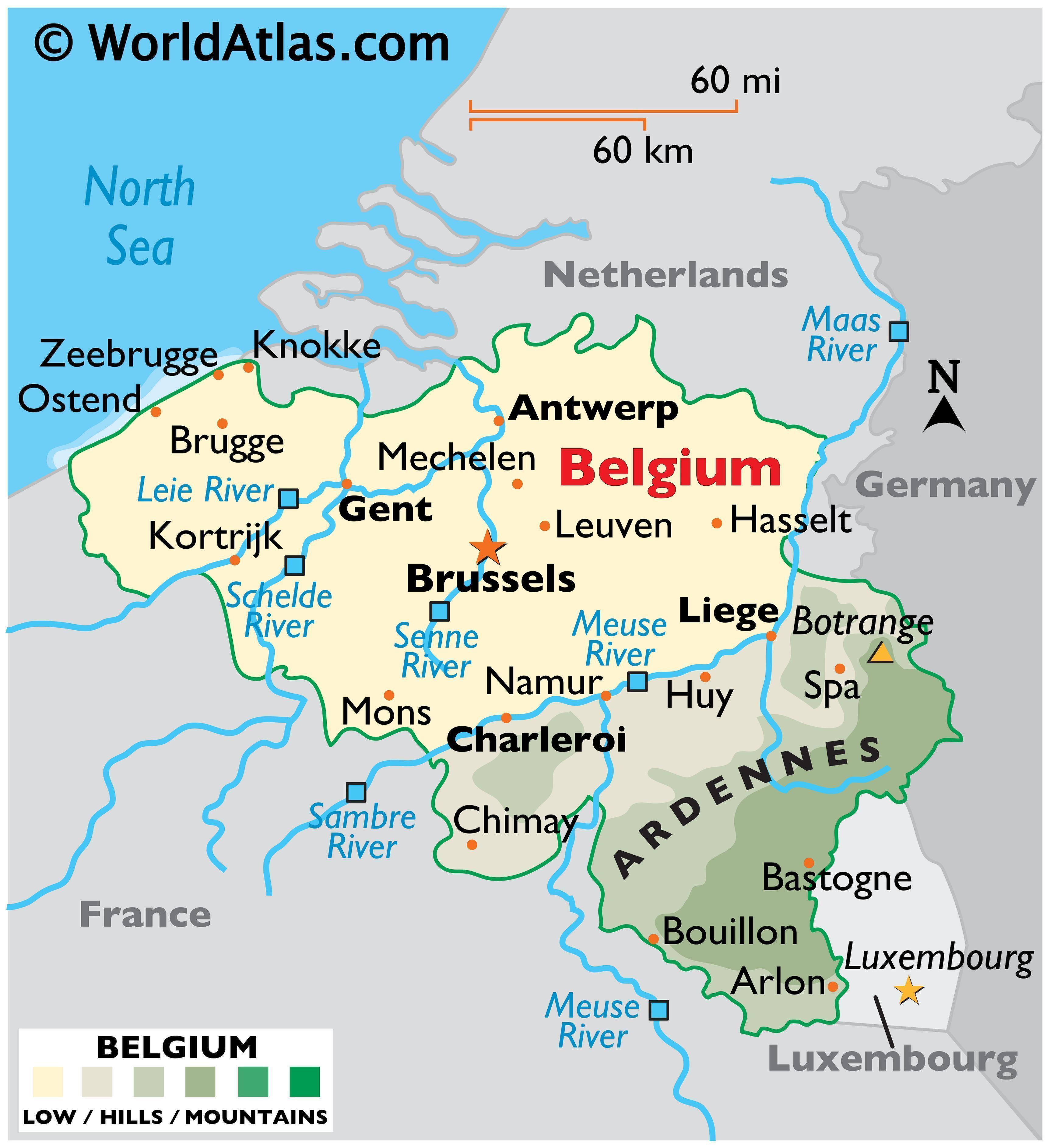 Belgium Large Color Map