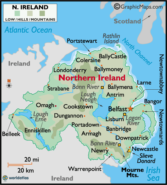 Northern Ireland Large Color Map