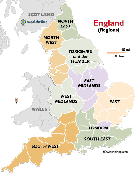 England Regions Map