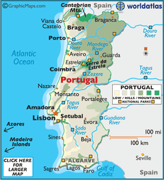 Portugal On World Map