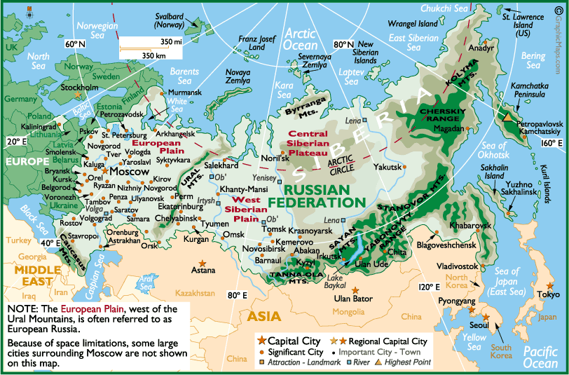 European Russia Map And Information Page