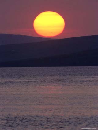 Sunset Over Colgrave Sound, Fetlar, Shetland Islands, Scotland, United Kingdom, Europe