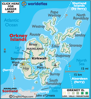 map of Orkney Islands