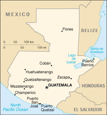 Guatemala CIA Map, Official Map of Guatemala