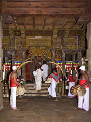 Drummers Inside Temple of Tooth Relic, UNESCO World Heritage Site, Kandy, Sri Lanka