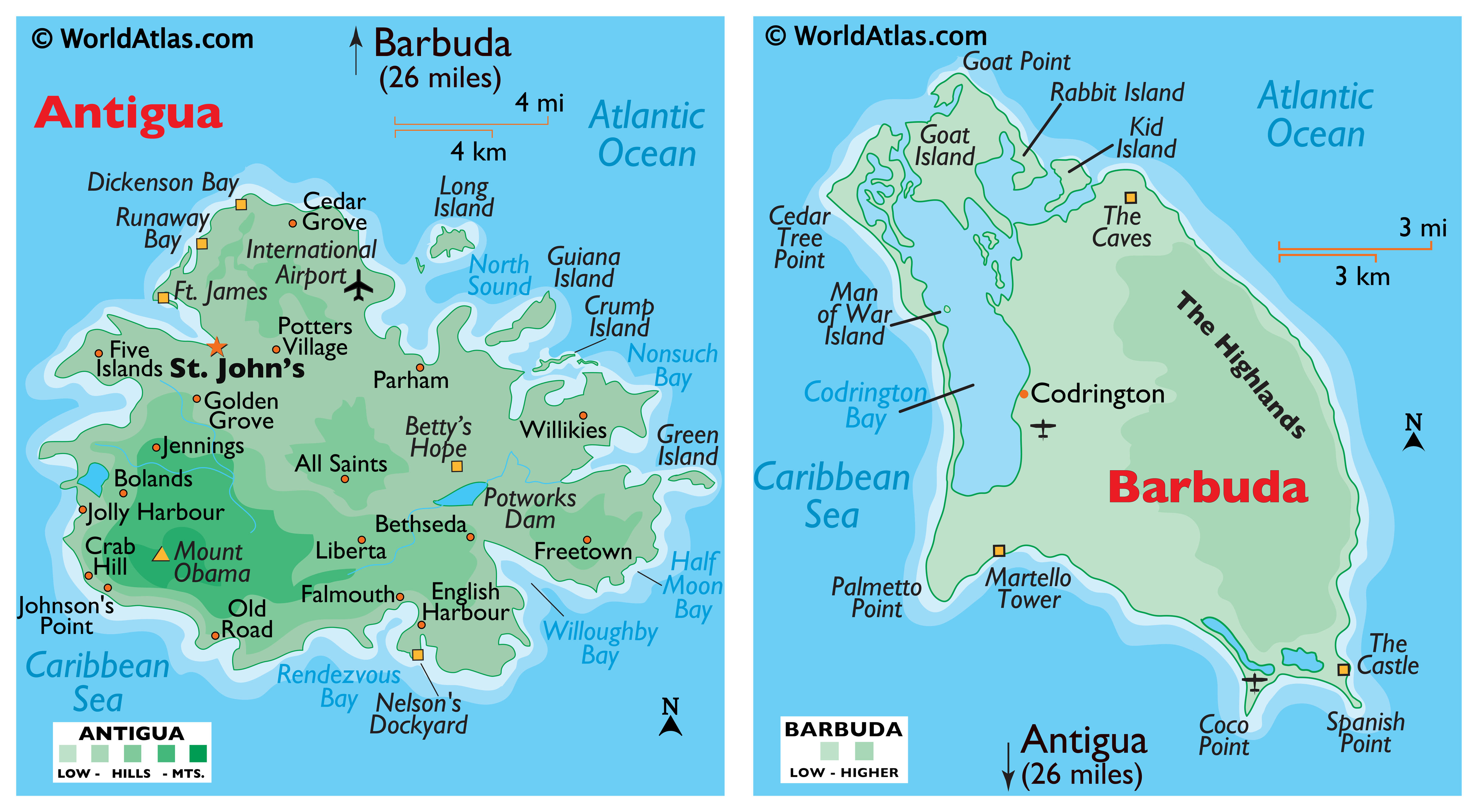 Antigua And Barbuda Large Color Map