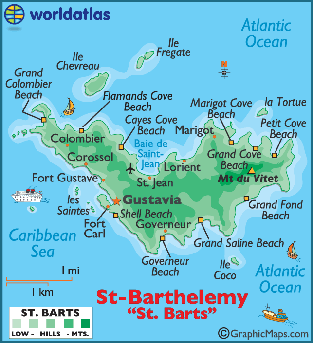 Saint Barts Large Color Map