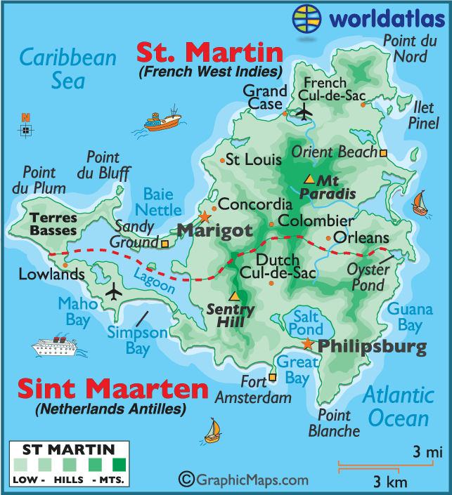 Saint Martin Large Color Map