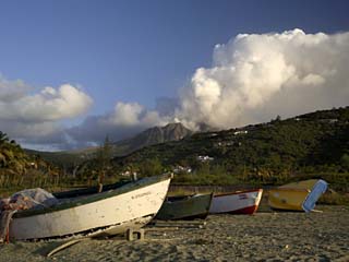 Old Road Bay Beach and Volcano, Montserrat, Leeward Islands, Caribbean, Central America