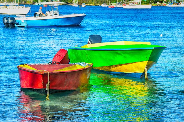 colorful boats bequia