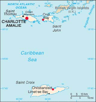 US Virgin Islands latitude and longitude map