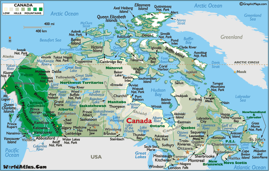 Map of Canada - Canada Map, Map Canada, Canadian Map - Worldatlas.com