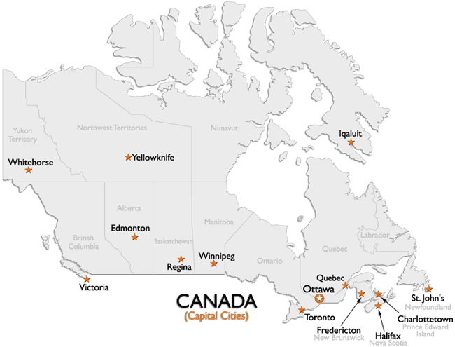Canada Capital Cities Map Worldatlas Com
