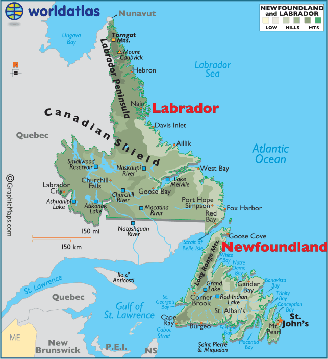 map of newfoundland and labrador cities Newfoundland And Labrador Canada Large Color Map map of newfoundland and labrador cities