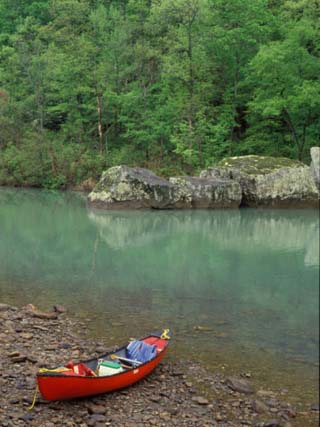 Canoe by the Big Piney River, Arkansas