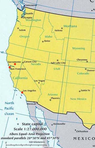 California Latitude, Longitude, Absolute and Relative Locations - World 