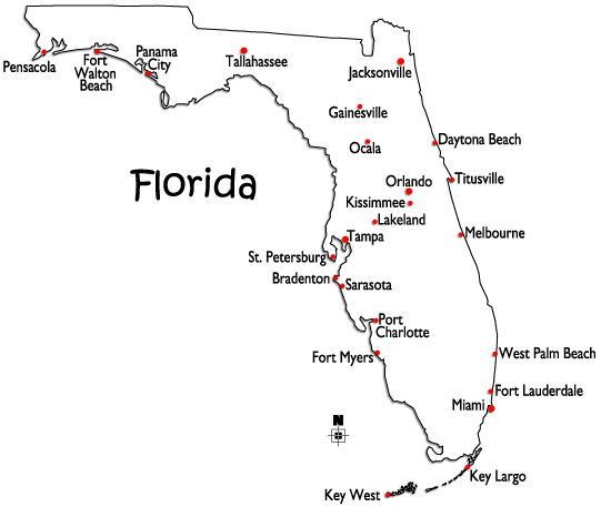 World Atlas Map Of Florida With Major Cities