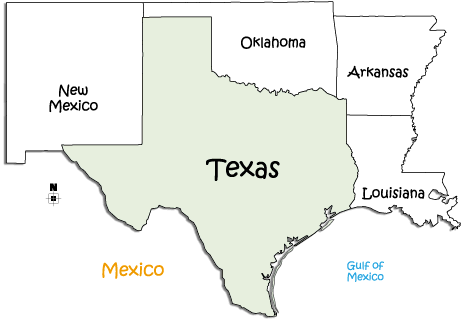 Texas Bordering States Map