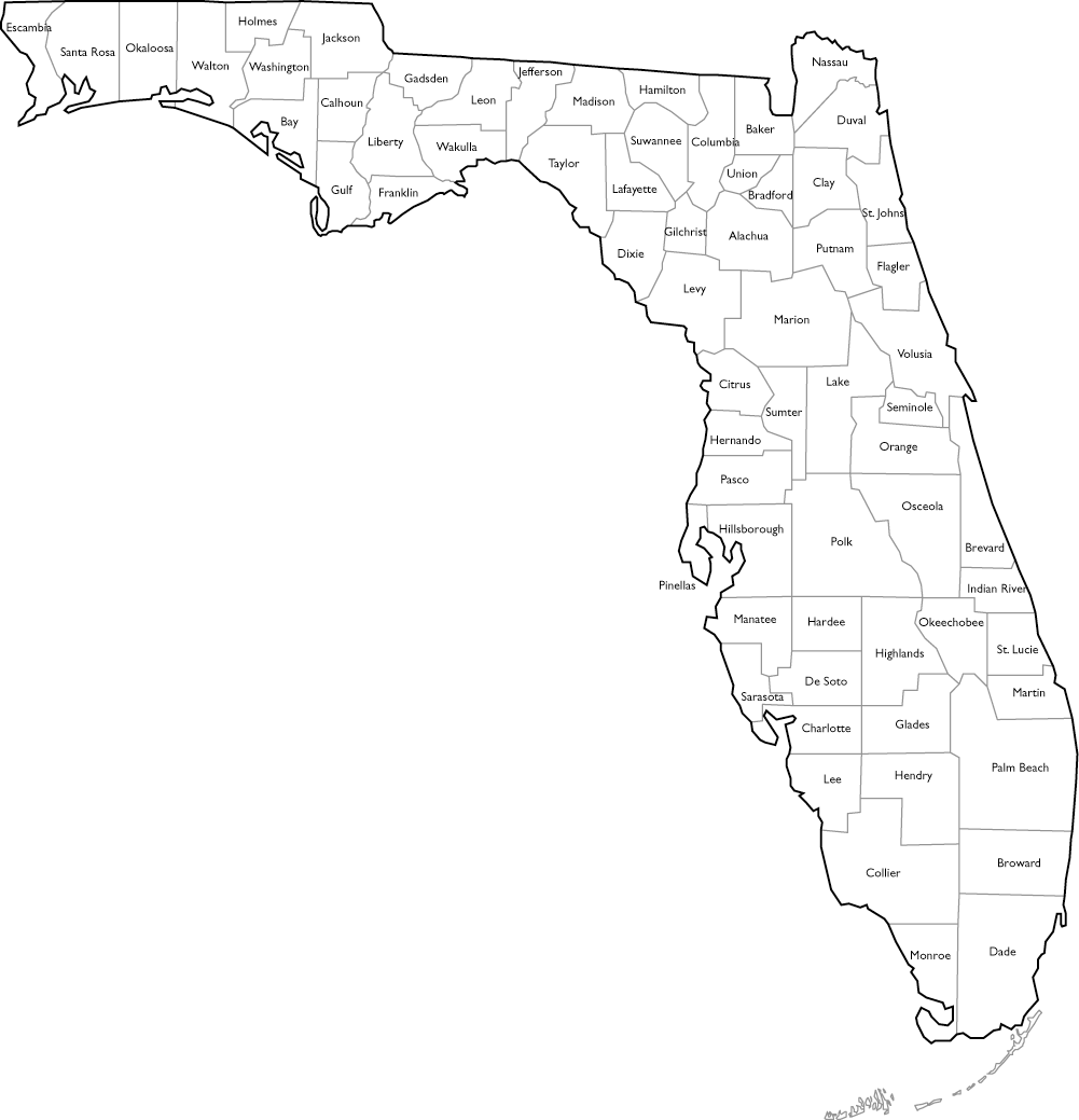 Florida County Map With County Names Florida County Map With County Names