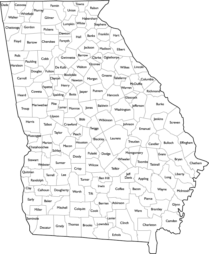 ga map by county Georgia County Map ga map by county