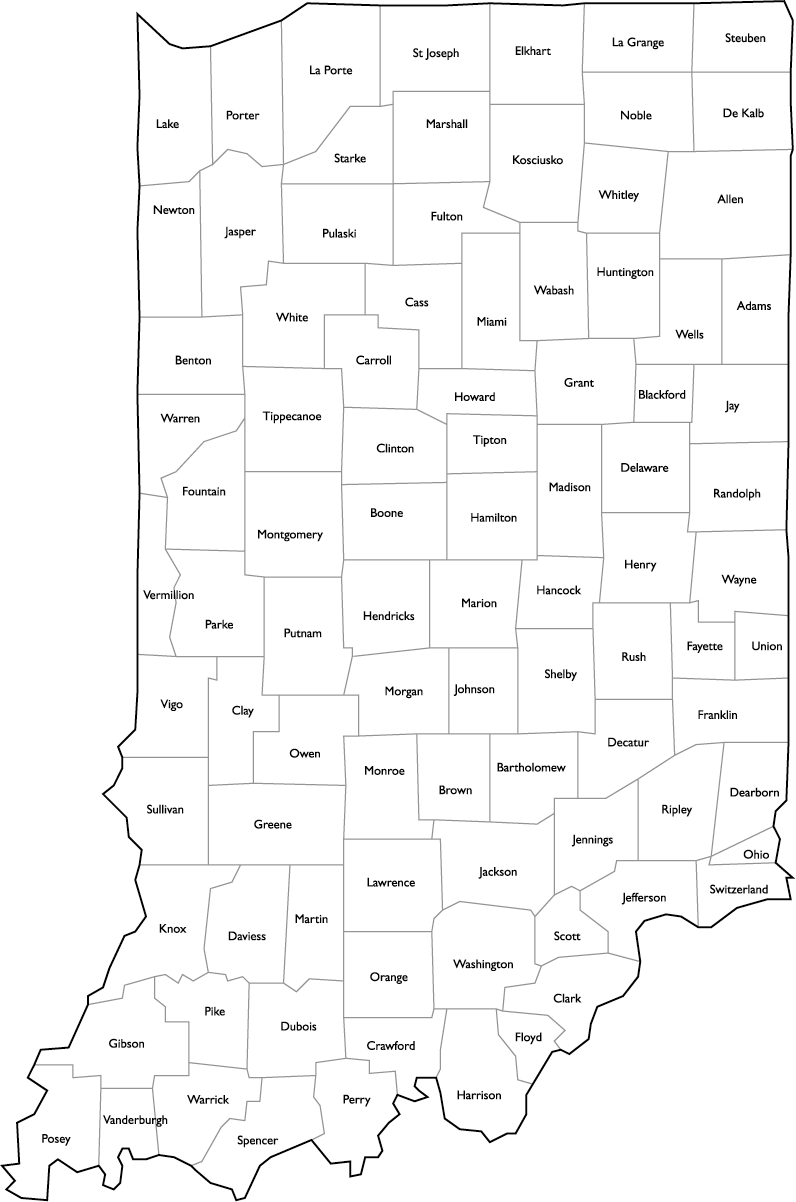 counties in indiana map Indiana County Map With County Names counties in indiana map
