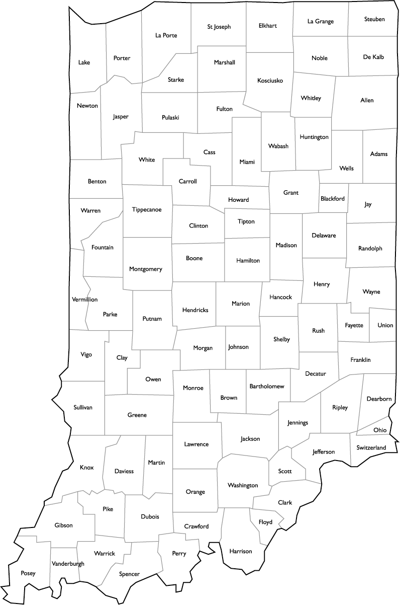 Map Of Indiana Counties Printable Indiana Map With Cities And Counties