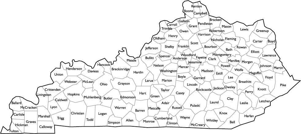 ky map with counties County Map Of Kentucky ky map with counties