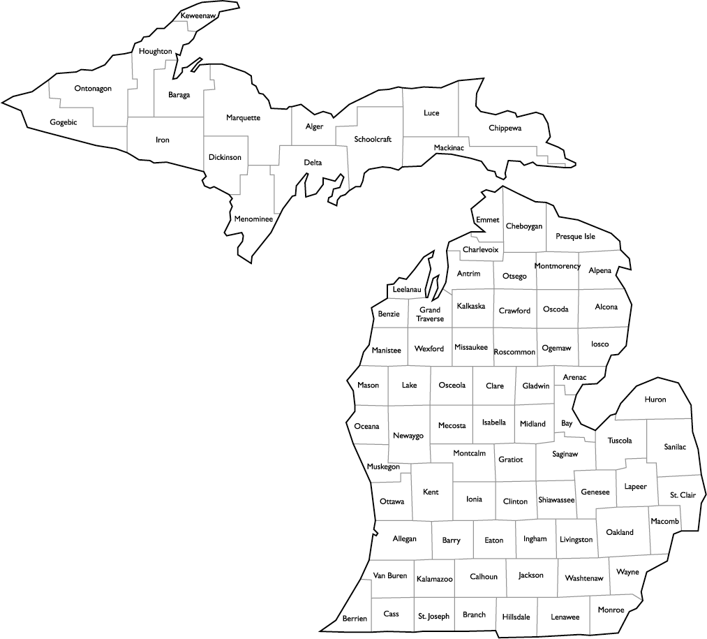 List of: All Counties in Michigan