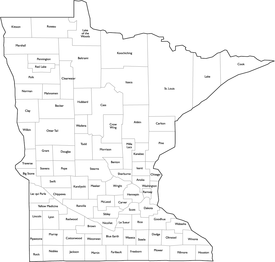 mn map with counties Minnesota County Map With Names mn map with counties