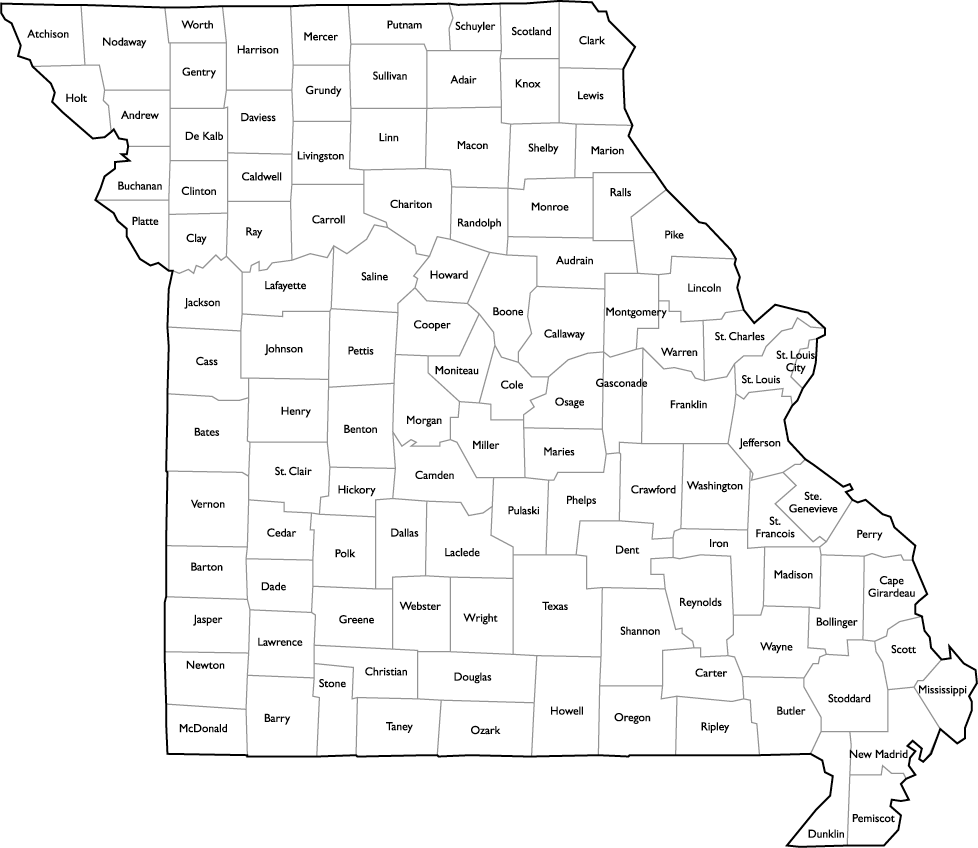 Missouri County Map with Names