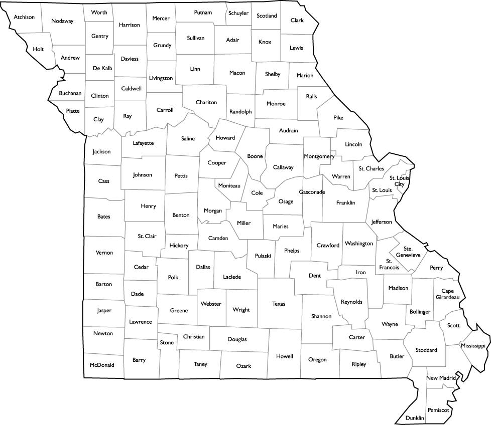 missouri map with county lines Missouri County Map With Names missouri map with county lines