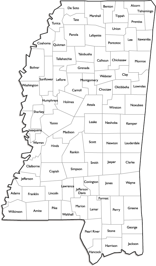 mississippi map with cities and counties Mississippi County Map With Names mississippi map with cities and counties