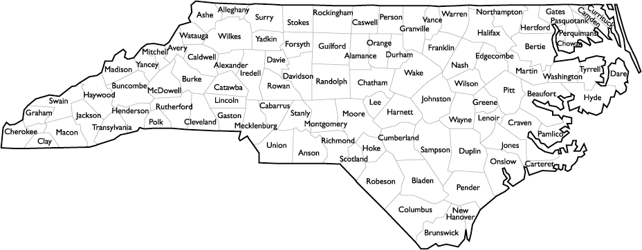 map of counties in nc North Carolina County Map With Names