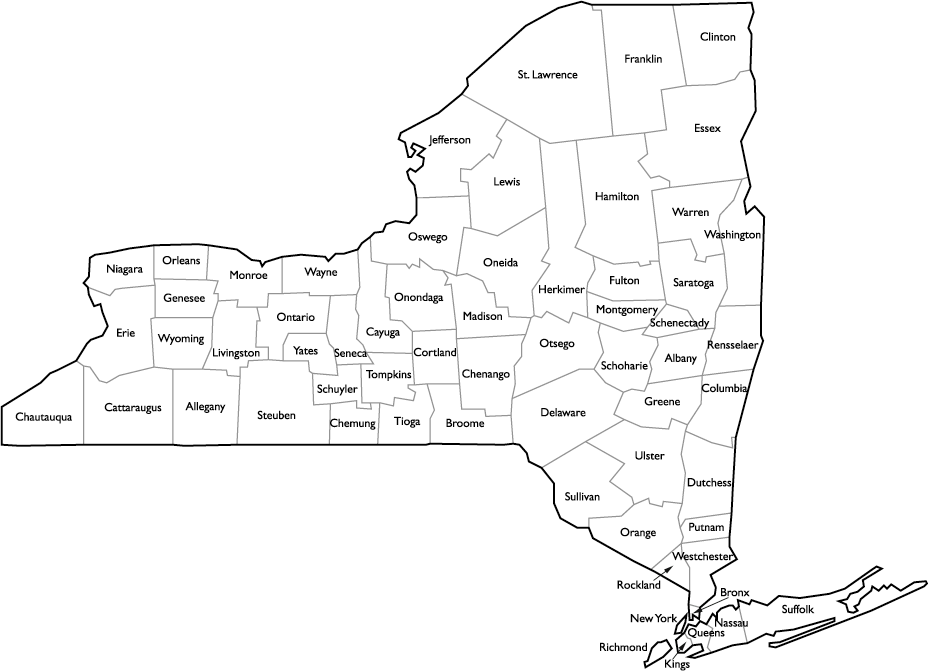 new york counties map New York County Map With Names