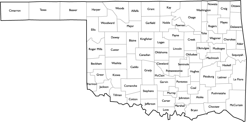 county map of oklahoma Oklahoma County Map With Names