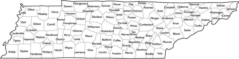 map of tennessee counties Tennessee County Map With Names