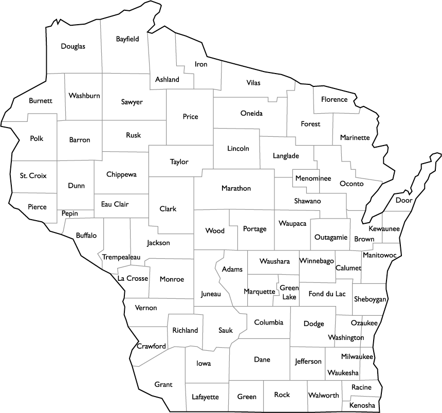 Wisconsin County Map With County Names