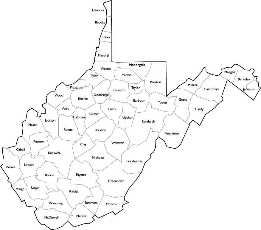 west virginia counties map West Virginia County Map