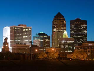 Skyline Along Des Moines River, Des Moines, Iowa