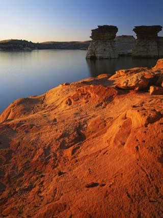 Sandstone at sunset, Rocktown Natural Area, Wilson Lake, Kansas, USA